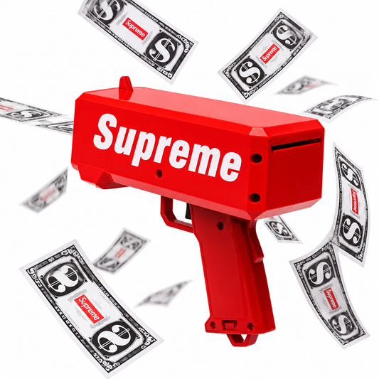 Pistol de Bani Supreme Fun Gun, 40 Bancnote Incluse, Baterii AAA