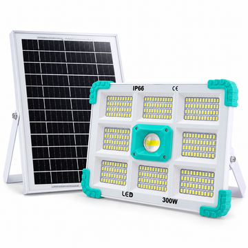 Proiector LED Solar 300W, 374 LED, 7500mAh, IP66, USB, Exterior