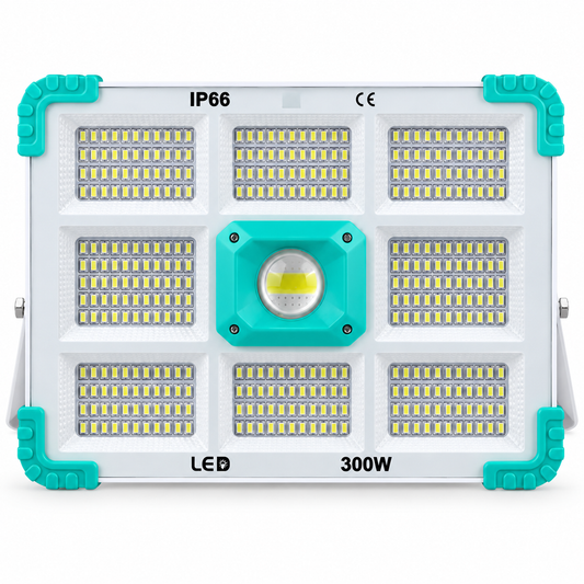 Proiector LED Solar 300W, 374 LED, 7500mAh, IP66, USB, Exterior