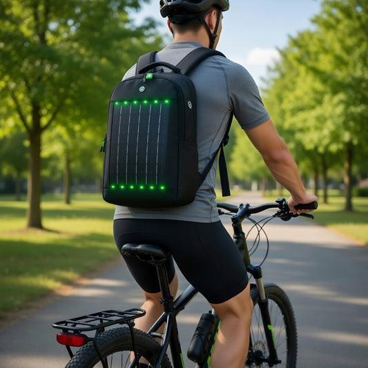 Rucsac Solar cu LED-uri si USB Impermeabil 800g – Maner Moale, Fermoar