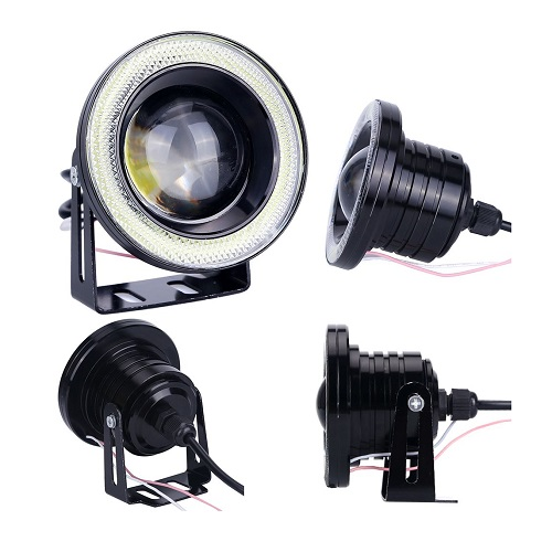 Set 2 proiectoare Led, cu lupa si Angel Eyes, diametru 9cm