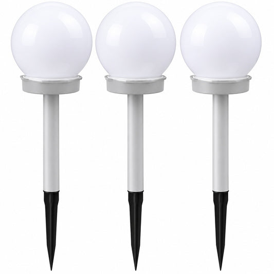 Set 3 Lampi Solare de Gradina Sferice, rezistent la umidutate IP65 cu Senzor de lumina