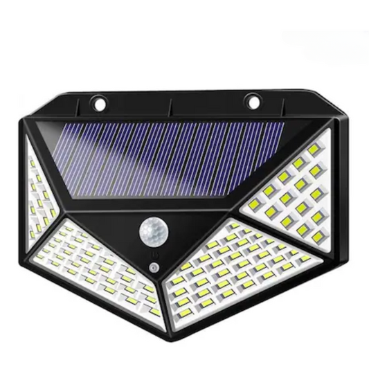 Set 3 lampi solare 100 LED cu senzor de miscare si lumina, rezistente la precipitatii, ideale pentru curte, terasa si zone exterioare