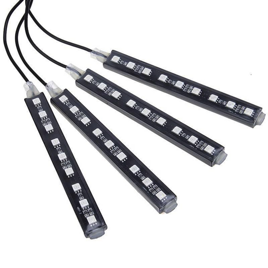 Set 4 benzi RGB auto pentru lumina ambientala, multiple culori, telecomanda