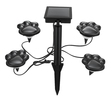 Set 4 Lampi Solare LED Tip Amprenta de Caine pentru Gazon, Decor Creativ cu Iluminare Nocturna si Fixare Ușoara