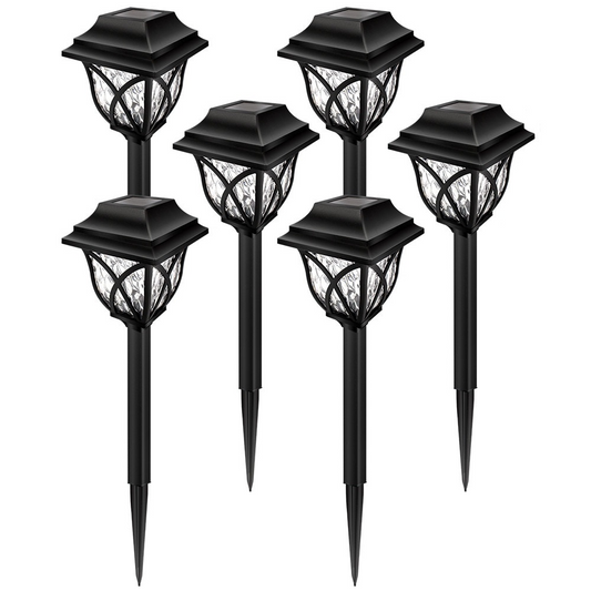 Set 6 bucati lampa solara decorativa pentru gradina, lumina calda, senzor lumina