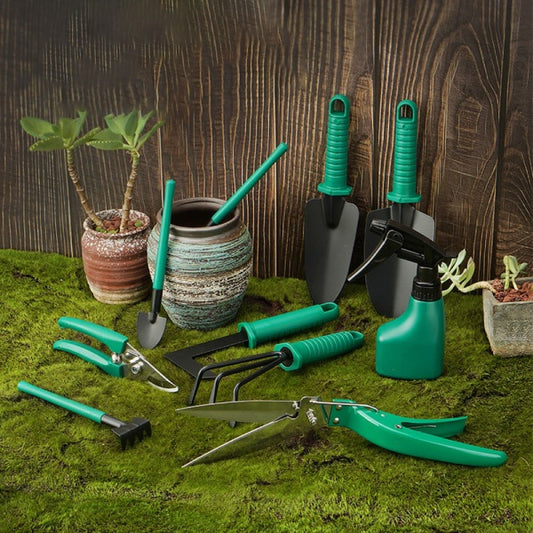 Set Accesorii Gradinarit 10 Piese – Foarfeci, Grebla, Lopeti, Pulverizator si Gheare – Kit Complet pentru Ingrijirea Gradinii