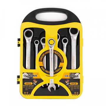 Set Chei Combinate cu Clichet si Cap Fix, 7 Piese, 8-19mm, Otel Crom Vanadiu, Cutie Transport Inclusa