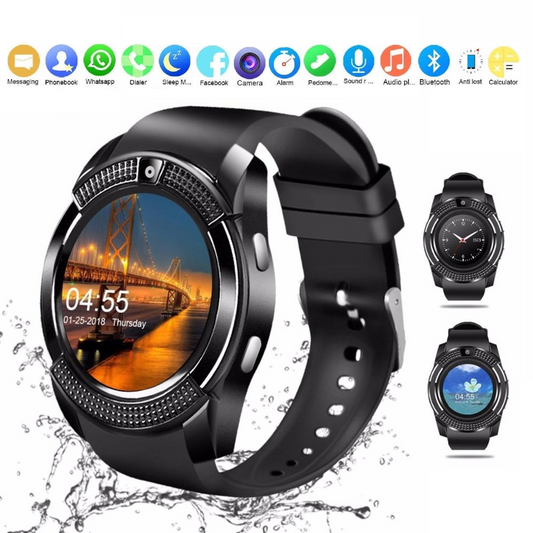 Smartwatch cu touchscreen, functie apeluri, SMS, camera, compatibil Android