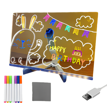 Tabla Acrilica Luminata LED pentru Desen – Suport Inclus + 7 Carioci Colorate