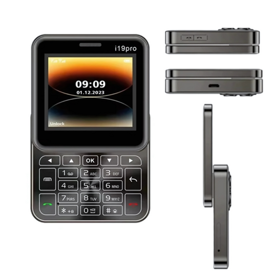 Telefon Mini Slide i19 Pro, 2.4 inch, Dual SIM, camera, FM, Bluetooth, negru