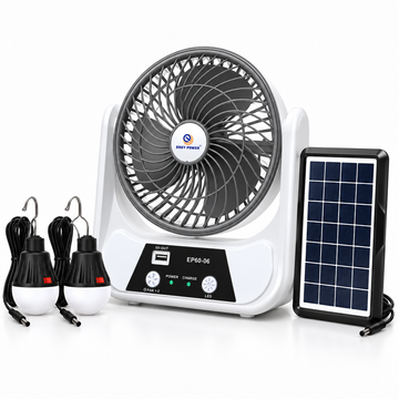 Ventilator Solar cu 2 Becuri LED, Lanterna, USB si Radio FM